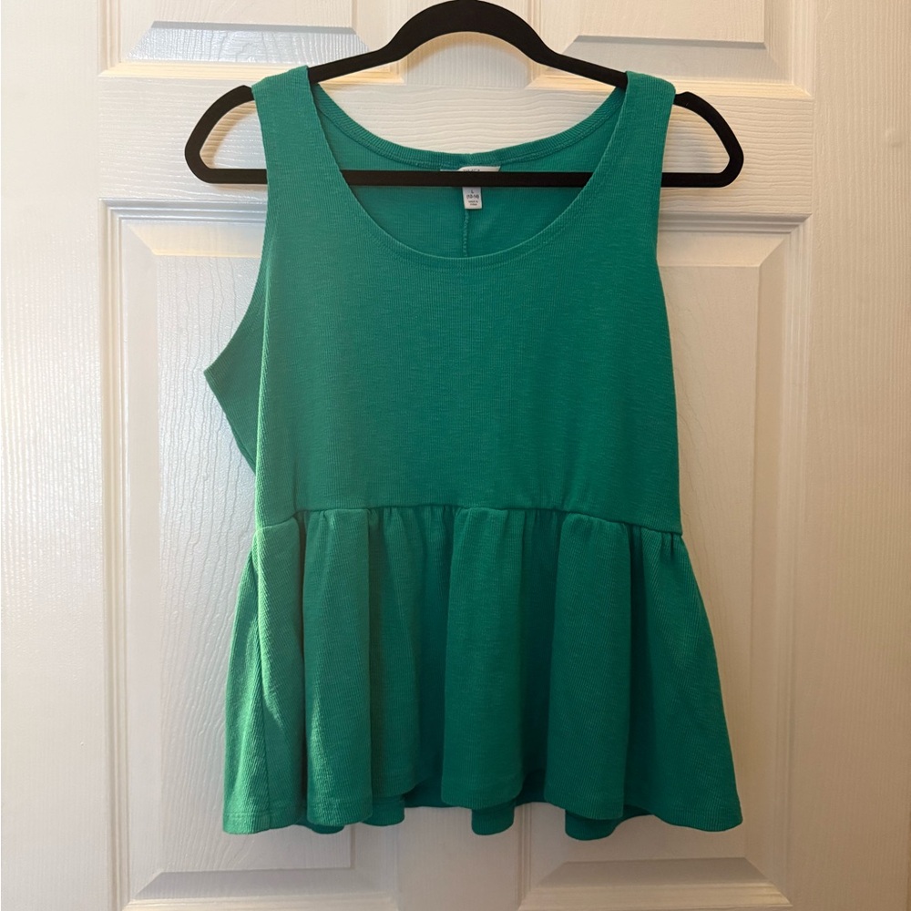 Time and Tru Teal Peplum Tank Top